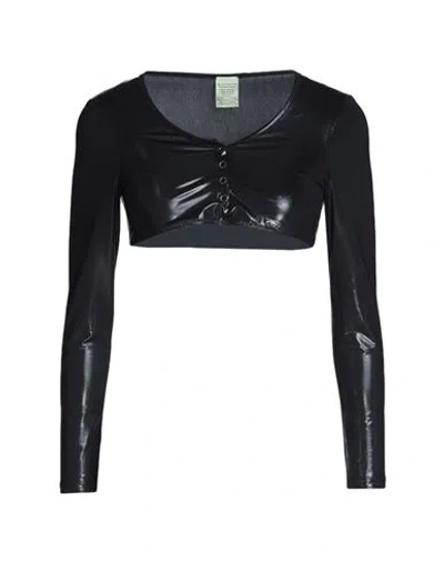 NOT AFTER TEN NOT AFTER TEN WOMAN TOP BLACK SIZE L POLYESTER, ELASTANE