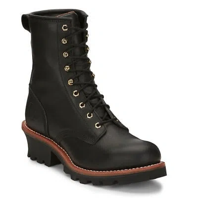 Pre-owned Not Available Chippewa Boot Baldor 8" Steel Toe Logger Men's Boot In Black