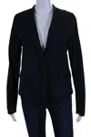Not Available Elie Tahari Womens One Button Laser Cut Trim Marielle Suede Jacket Navy Medium In Black