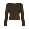 Not Basics Women's Brown Organic Cotton Crew Long Sleeve T-shirt, Hot Fudge In Brown