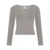 Not Basics Women's Green Organic Cotton V-neck Long Sleeve T-shirt, Sage Grey In Green