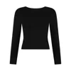 Not Basics Women's Organic Cotton Crew Long Sleeve T-shirt, Black In Black