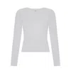 Not Basics Women's Organic Cotton Crew Long Sleeve T-shirt, Light Grey Marl In Grey