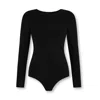 Not Basics Women's Organic Cotton Long Sleeve Crew Bodysuit, Black In Black