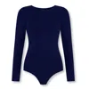 Not Basics Women's Organic Cotton Long Sleeve Crew Bodysuit, Blue Navy In Blue