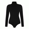 Not Basics Women's Organic Cotton Long Sleeve Roll-neck Bodysuit, Black In Black
