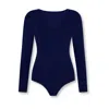 Not Basics Women's Organic Cotton Long Sleeve V-neck Bodysuit, Blue Navy In Blue