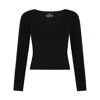 Not Basics Women's Organic Cotton V-neck Long Sleeve T-shirt, Black In Black