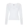 Not Basics Women's Organic Cotton V-neck Long Sleeve T-shirt, White In White
