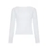 Not Basics Women's Ribbed Boat Neck Long Sleeve T-shirt, White In White