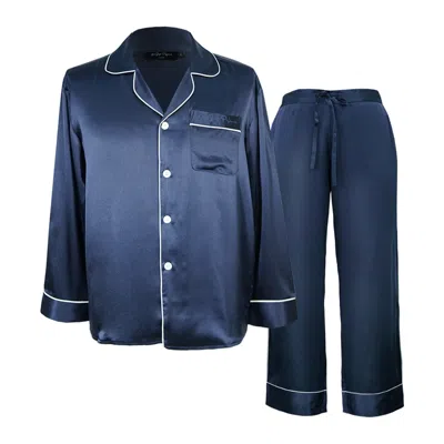 Not Just Pajama Men's Classic Men's Silk Essentials Pajama - Dark Blue