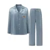 Not Just Pajama Men's Dachshund Charm Silk Lounge Set - Blue In Blue