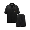 Not Just Pajama Men's Dachshund Delight Silk Short Set - Black In Black