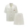 Not Just Pajama Men's Dachshund Delight Silk Short Set - White In White