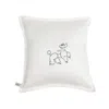 Not Just Pajama White Diamond Poodles Silk Throw Pillow - Single Poodle In White