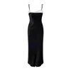Not Just Pajama Women's After-party Silk Slip Midi Dress - Black In Black