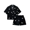 Not Just Pajama Women's Black Cats Edition Silk Pajamas Short Set In Black