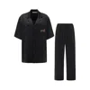 Not Just Pajama Women's Black Dachshund Chic Silk Lounge Set In Black