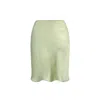 Not Just Pajama Women's Flowy Silk Jacquard Mini Skirt - Green In Green