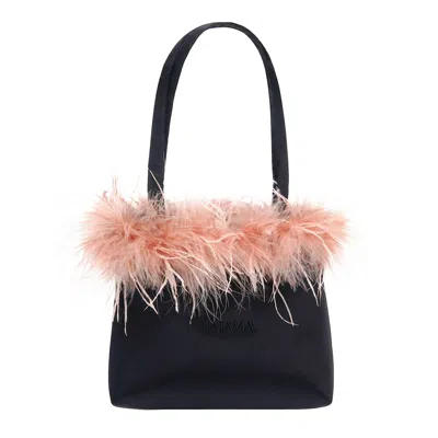Not Just Pajama Women's Glam Silk Handbag With Feathers - Black
