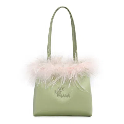 Not Just Pajama Women's Glam Silk Handbag With Feathers - Green