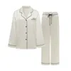Not Just Pajama Women's Little Heart Classic Silk Pajama Long Set - White In White