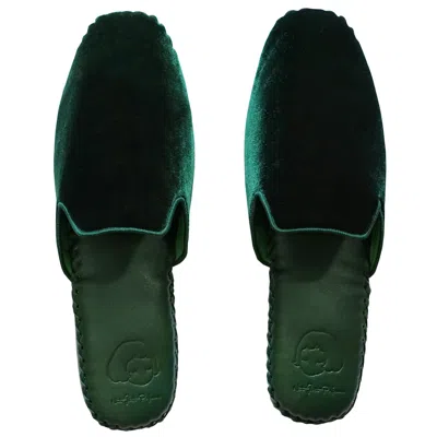 Not Just Pajama Women's Men Classic Handmade Slippers - Green Without Tassels