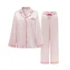 Not Just Pajama Women's Pink / Purple Little Heart Classic Silk Pajama Long Set - Rose Pink In Pink/purple
