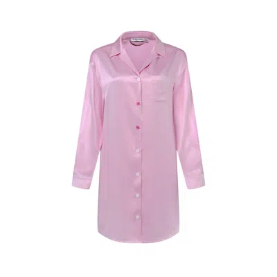 Not Just Pajama Women's Pink / Purple Memories Of Nice Silk Shirt Dress - Pink In Pink/purple