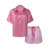 Not Just Pajama Women's Pink / Purple Memories Of Nice Silk Short Set - Pink In Pink/purple