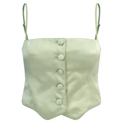 Not Just Pajama Women's Silk Bustier Camisole With Vest Design - Green