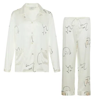 Not Just Pajama Women's The Dream Art Printed Long Pajamas Set - White