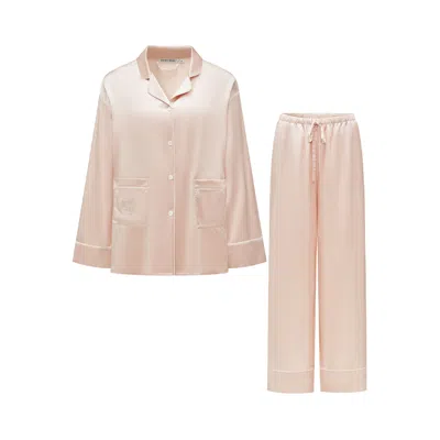 Not Just Pajama Women's Timeless Collection Silk Long Pajama Set - Rose Pink