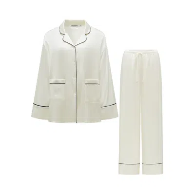 Not Just Pajama Women's Timeless Collection Silk Long Pajama Set - White In Neutral