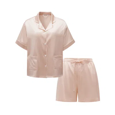Not Just Pajama Women's Timeless Collection Silk Short Pajama Set - Rose Pink