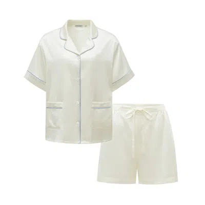 Not Just Pajama Women's Timeless Collection Silk Short Pajama Set -  White