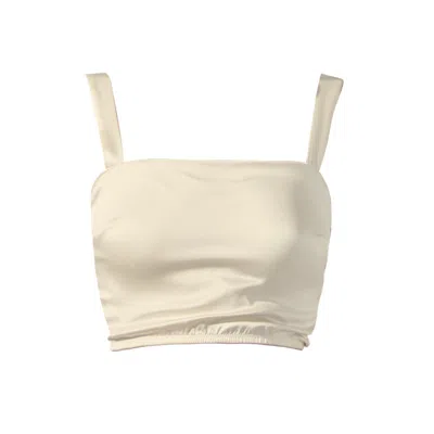 Not Just Pajama Women's White No Bra - Silk Tube Crop Top