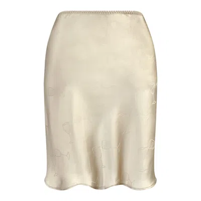 Not Just Pajama Women's Yellow / Orange Flowy Silk Jacquard Mini Skirt - Champagne In Yellow/orange