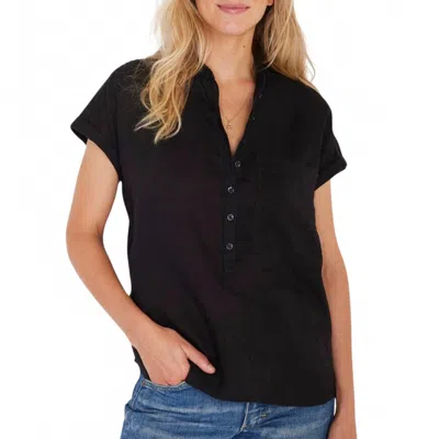 Not Monday London Linen Short Sleeve Top In Black