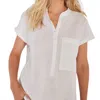 Not Monday London Linen Top In White In White