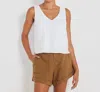 Not Monday Palmer Linen Short In Espresso In Brown