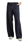 Not Monday Serena Linen Pant In Navy In Blue