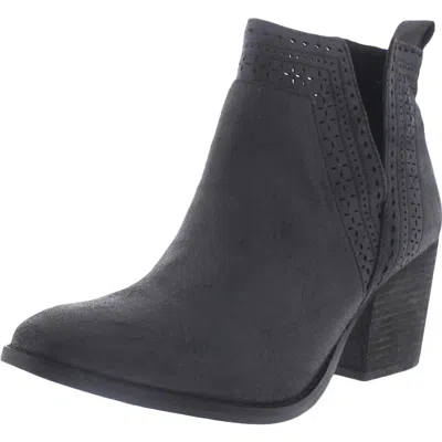 Not Rated Shaina Womens Faux Leather Stacked Ankle Boots In Black