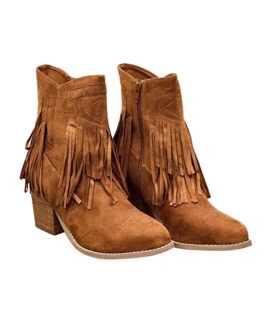 Not Rated Women's Sandra Fringe Booties In Tan In Multi