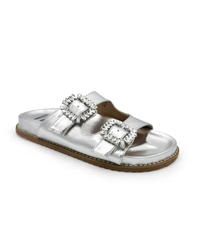 Not Rated Women's Stellar Rhinestone Buckle Slides In Silver