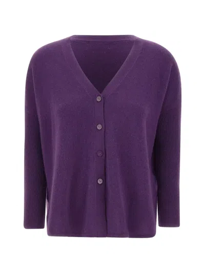 Not Shy Alicia V-neck Cardigan In Purple