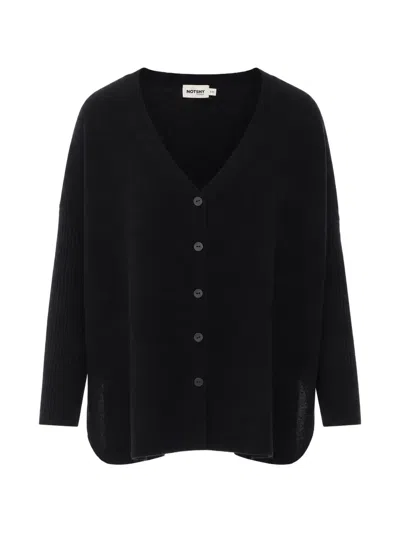 Not Shy Alicia V-neck Cashmere Cardigan In Black
