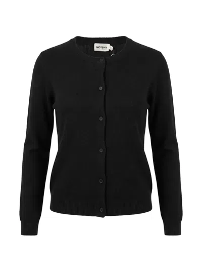 Not Shy Button-up Cashmere Cardigan In Black