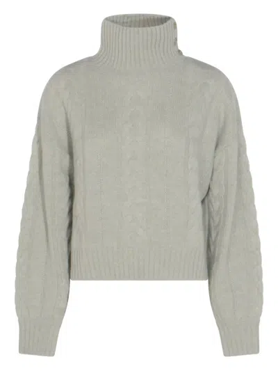 Not Shy Cable-knit Roll-neck Sweater In Gray
