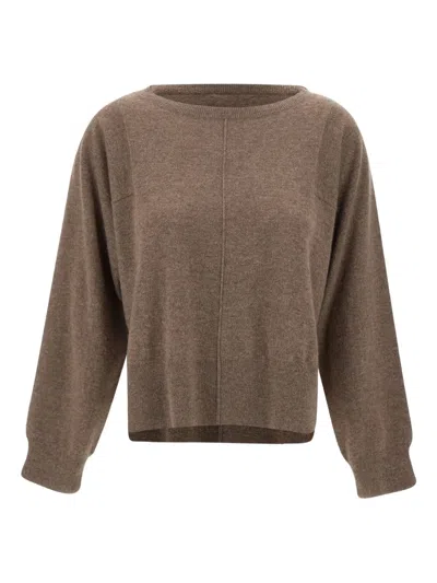 Not Shy Cashmere Asymmetric Panelled Sweater In Brown